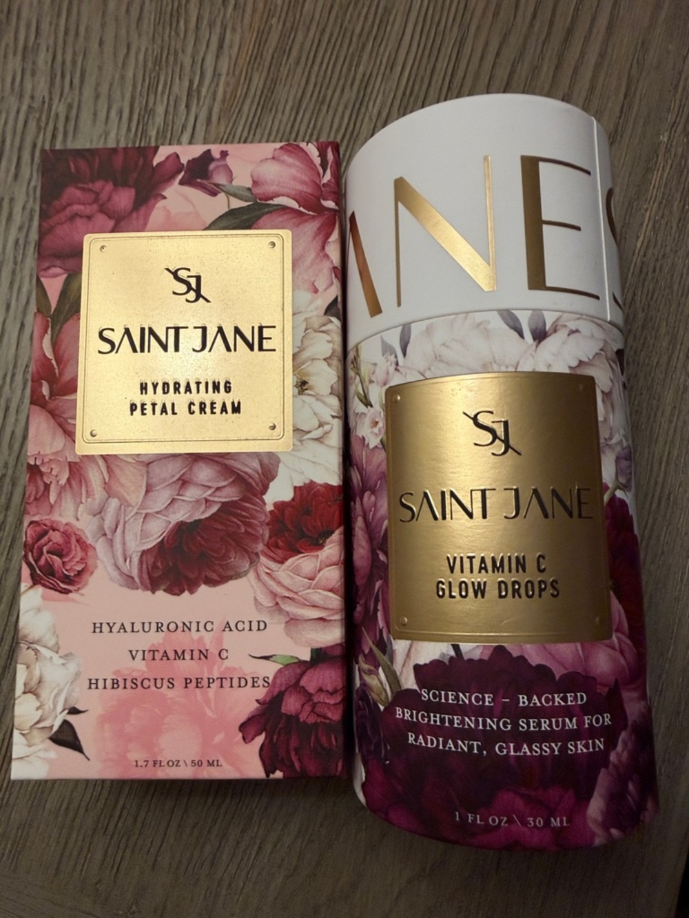Saint Jane Hydrating Petal Cream & Vitamin C Glow Drops - Pink Floral